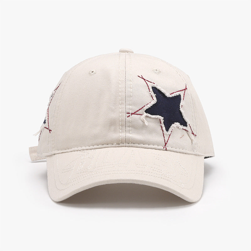 Adjustable Star Raw Hem Cap in 8 Color Choices Ivory One Size