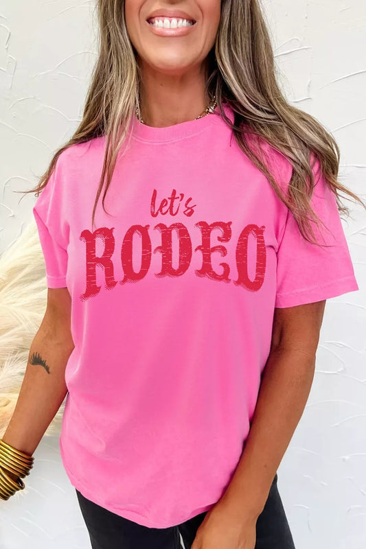 Letter Graphic Short Sleeve T-Shirt Fuchsia Pink
