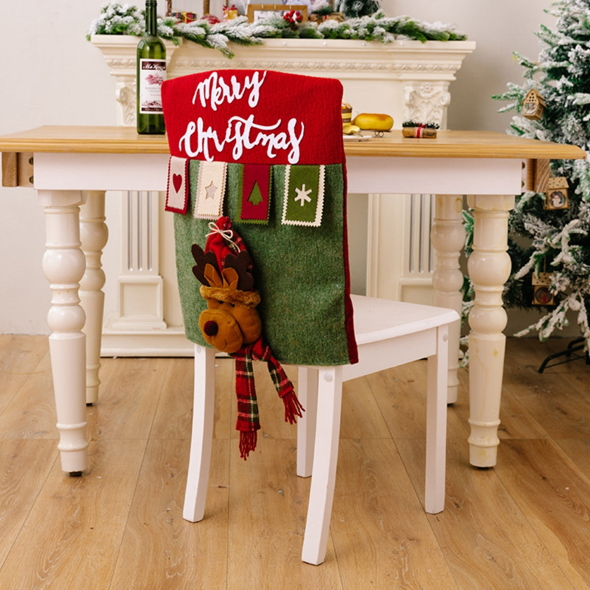 Christmas Chair Cover Dark Green One Size