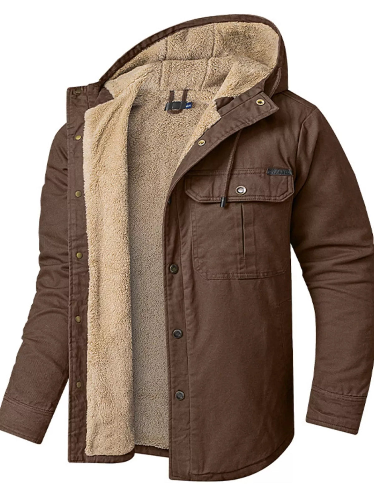 Men's Sherpa Lined Hooded Jacket Brown