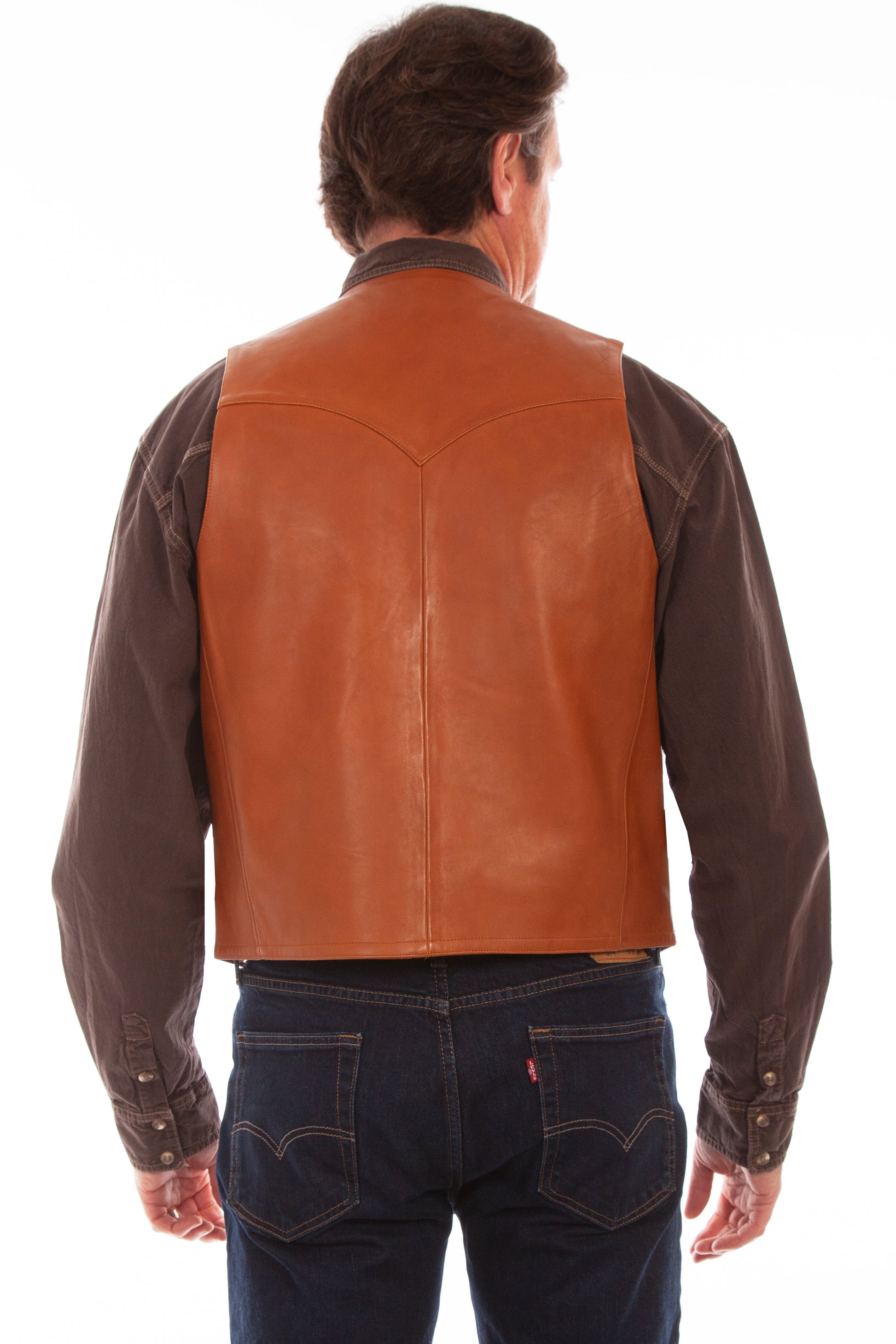 Ranch Tan Lambskin Leather Vest with Front Button Closure by Scully in Size 36, 38, 40, 42, 44, 46, 48, 50, 52, 54, or 56