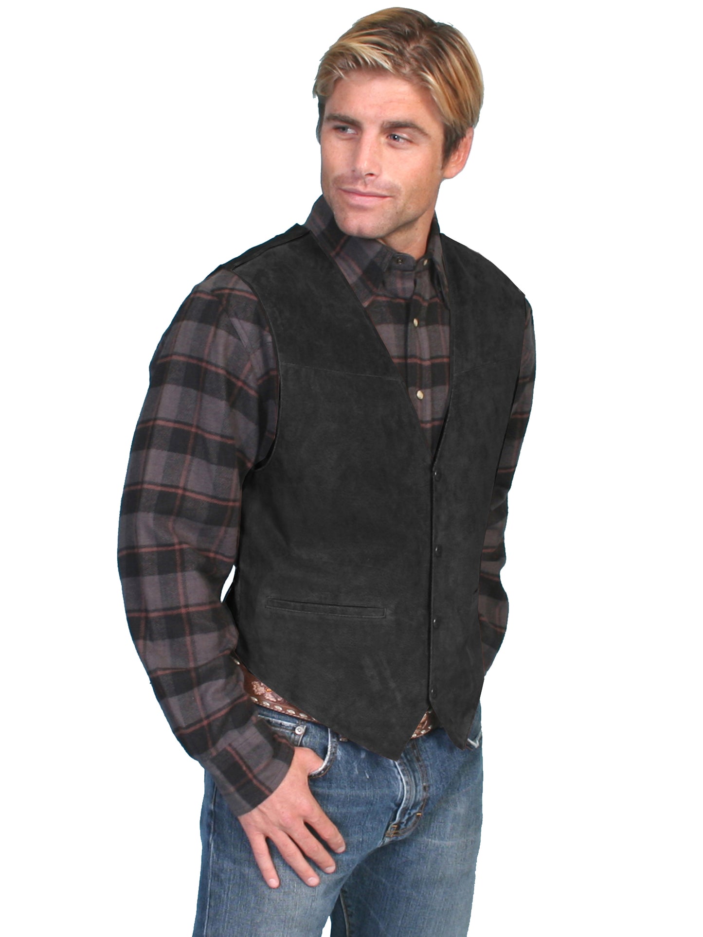Boar Suede Snap Front Vest