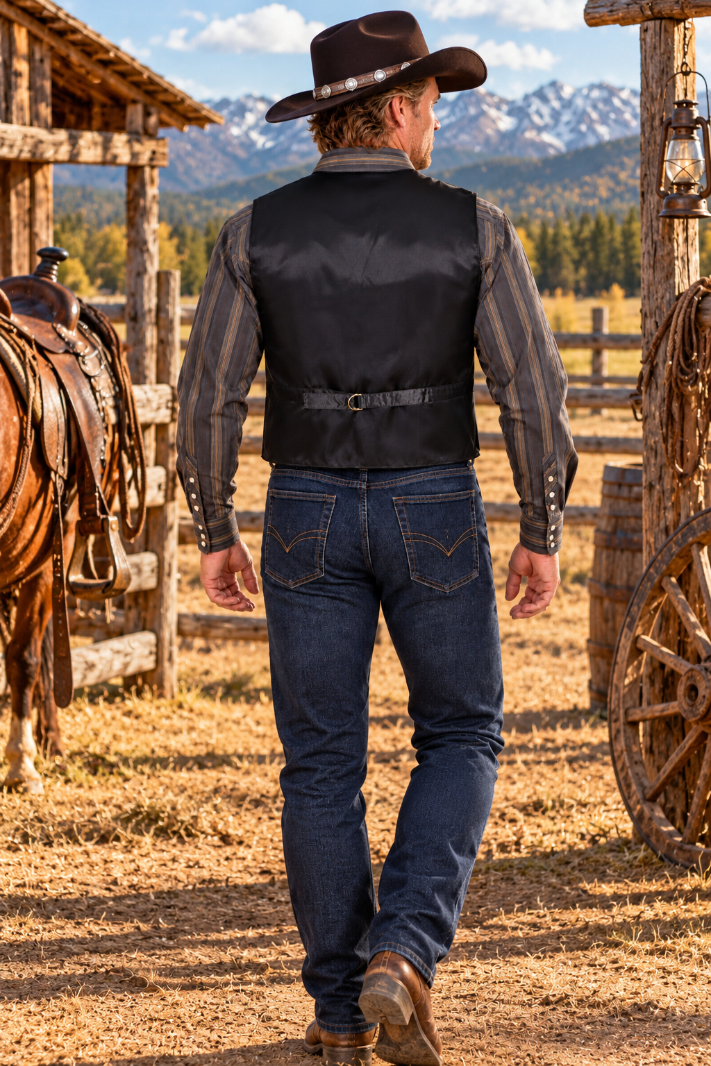 Boar Suede Snap Front Vest
