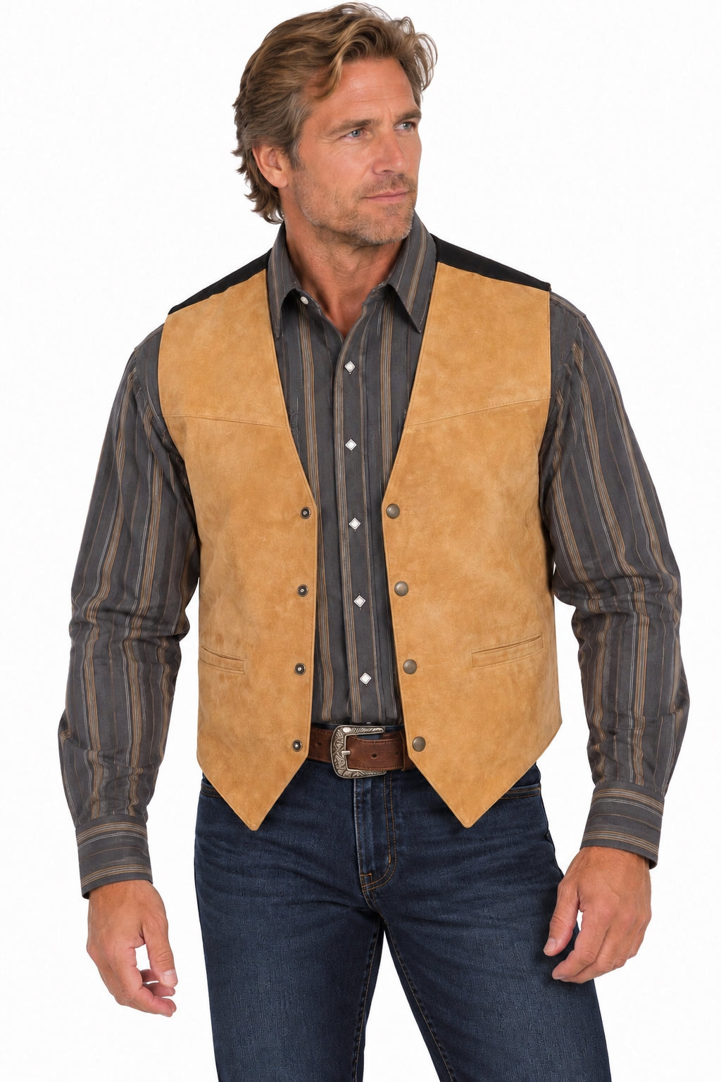 Boar Suede Snap Front Vest