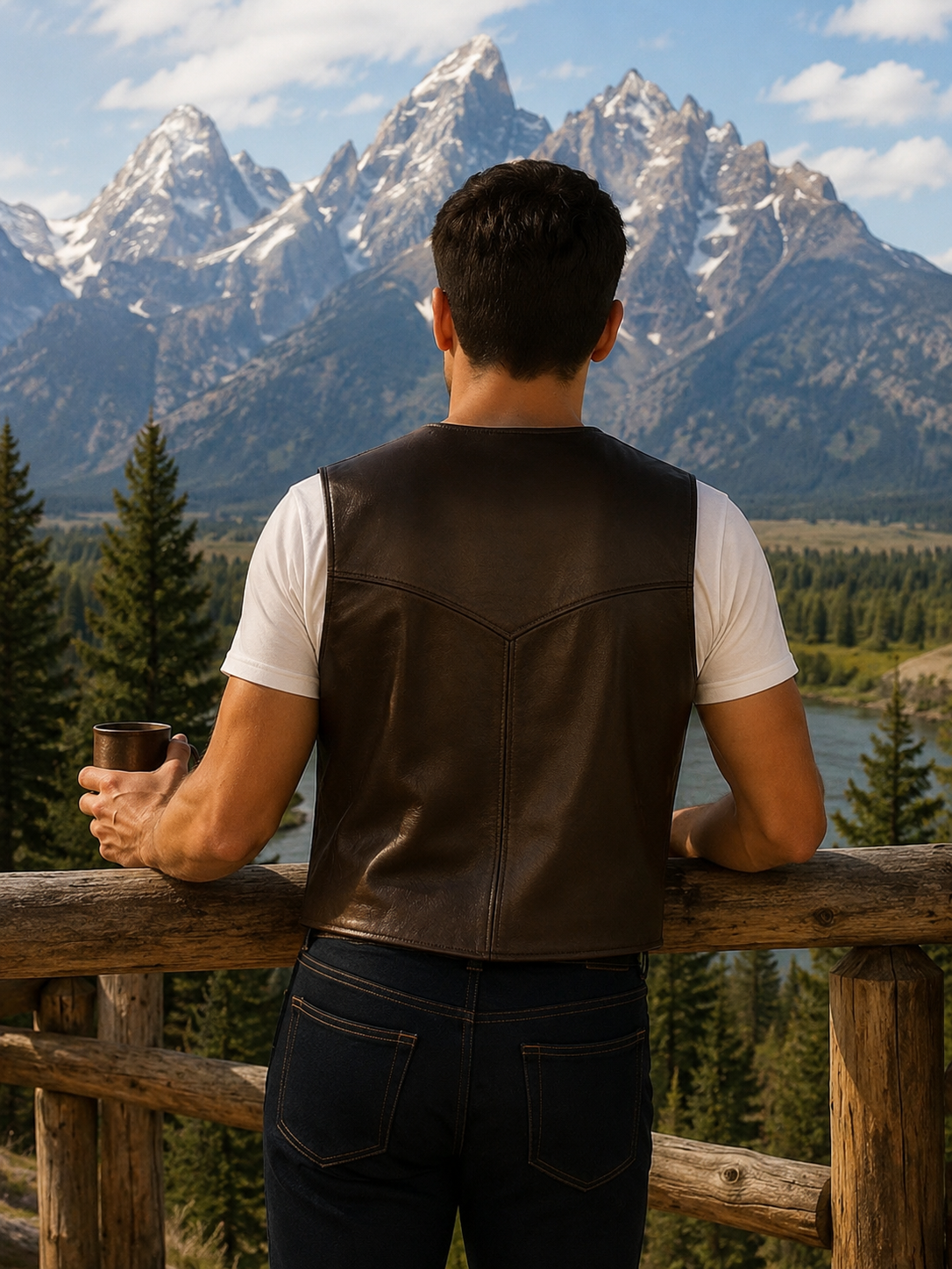 Brown Lambskin Classic Western Vest