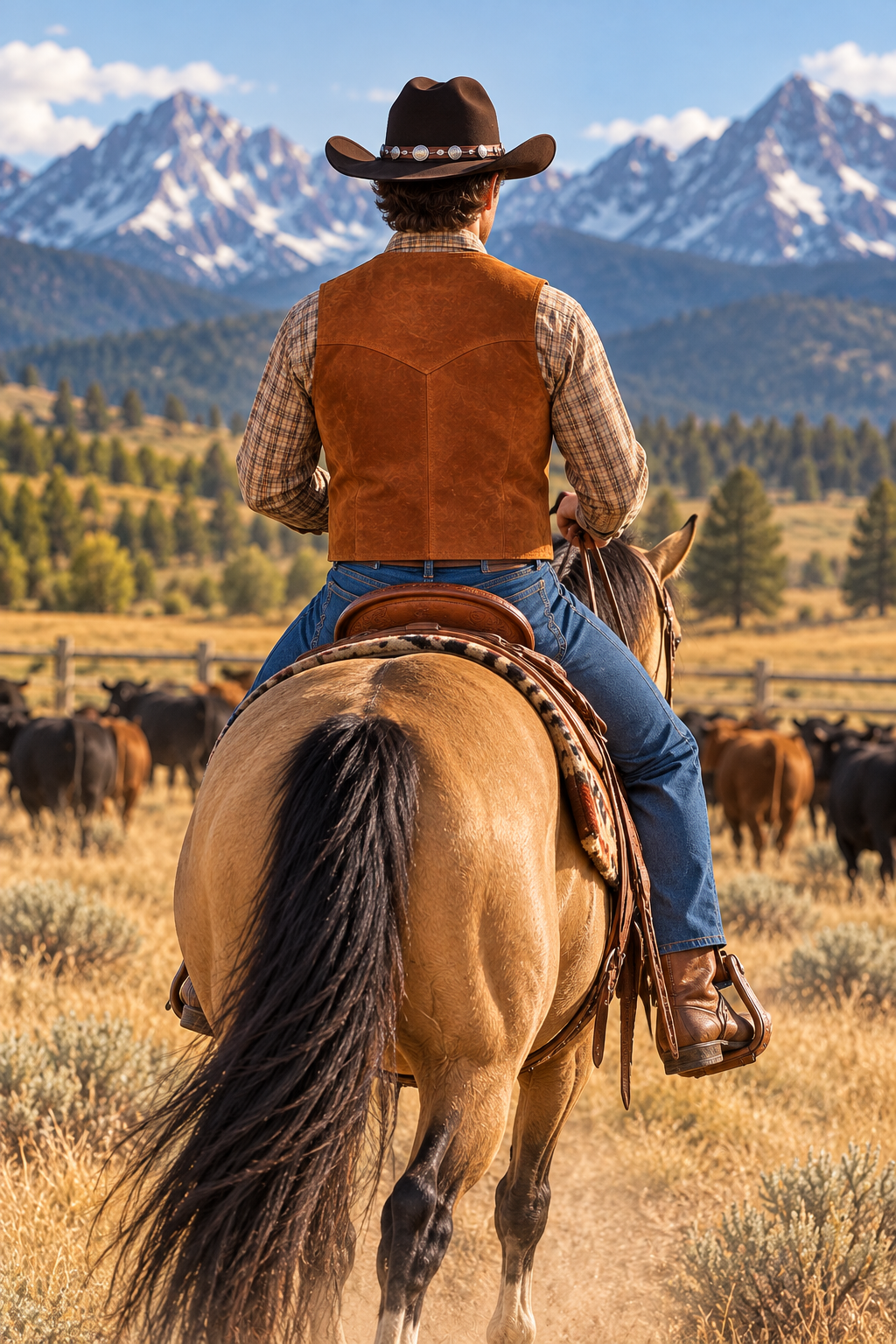 Calf Suede Classic Western All Leather Vest