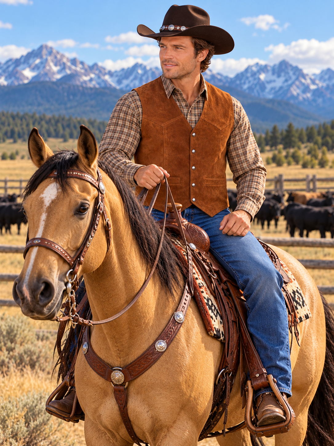Calf Suede Classic Western All Leather Vest