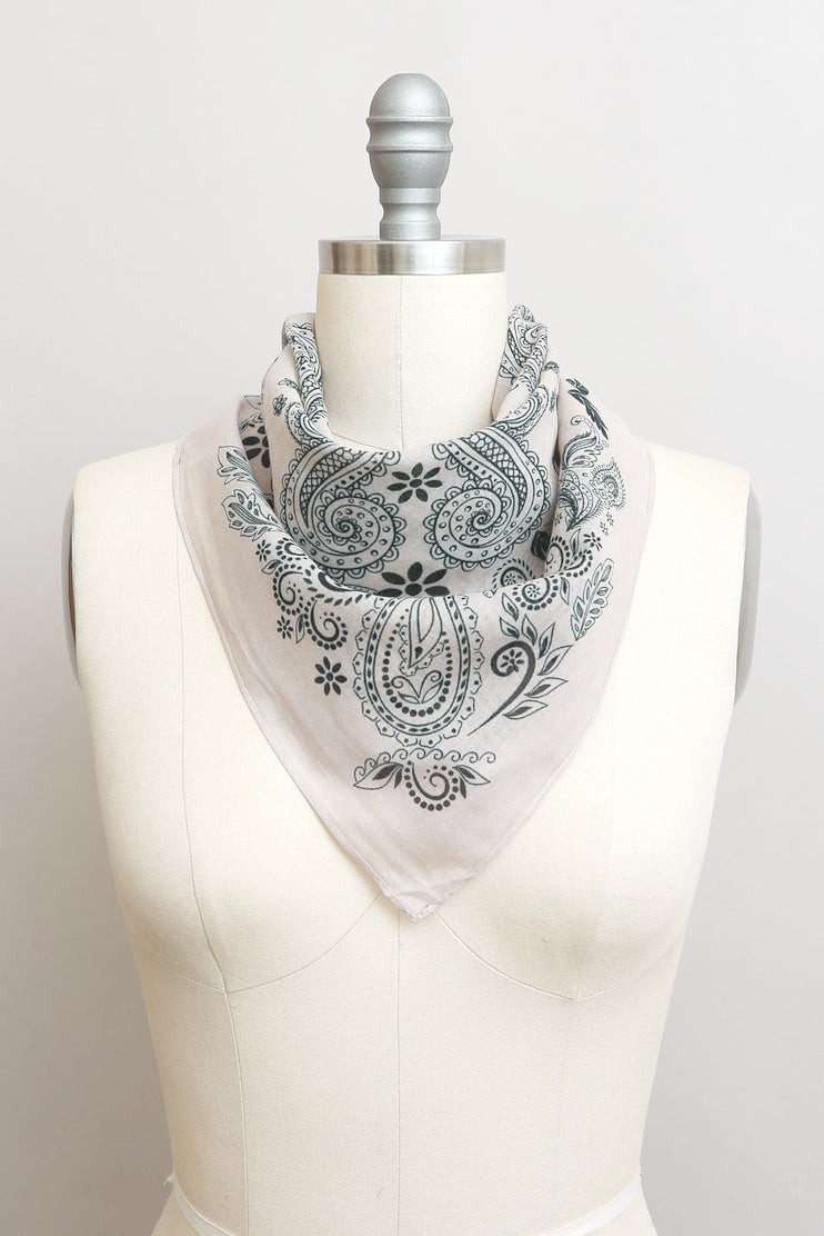 Paisley Floral Patterned Bandana by LETO in 5 Color Choices