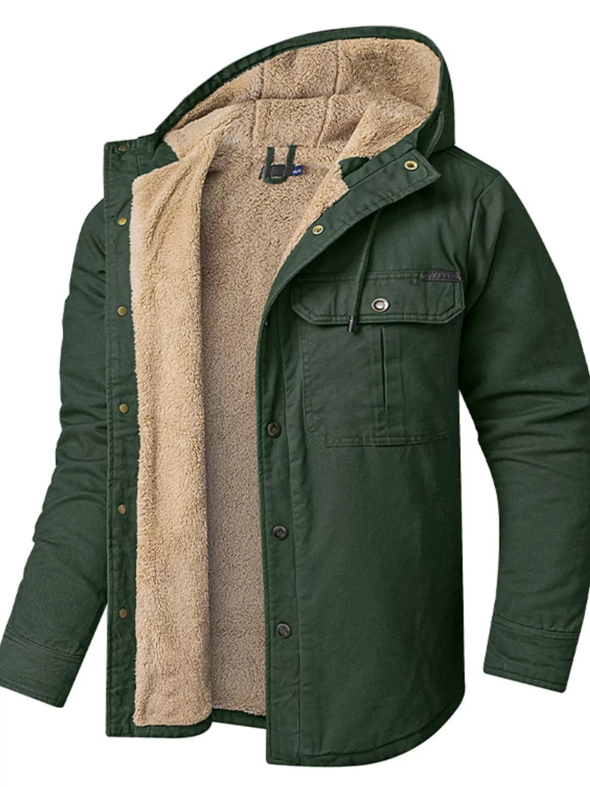 Men's Sherpa Lined Hooded Jacket Green