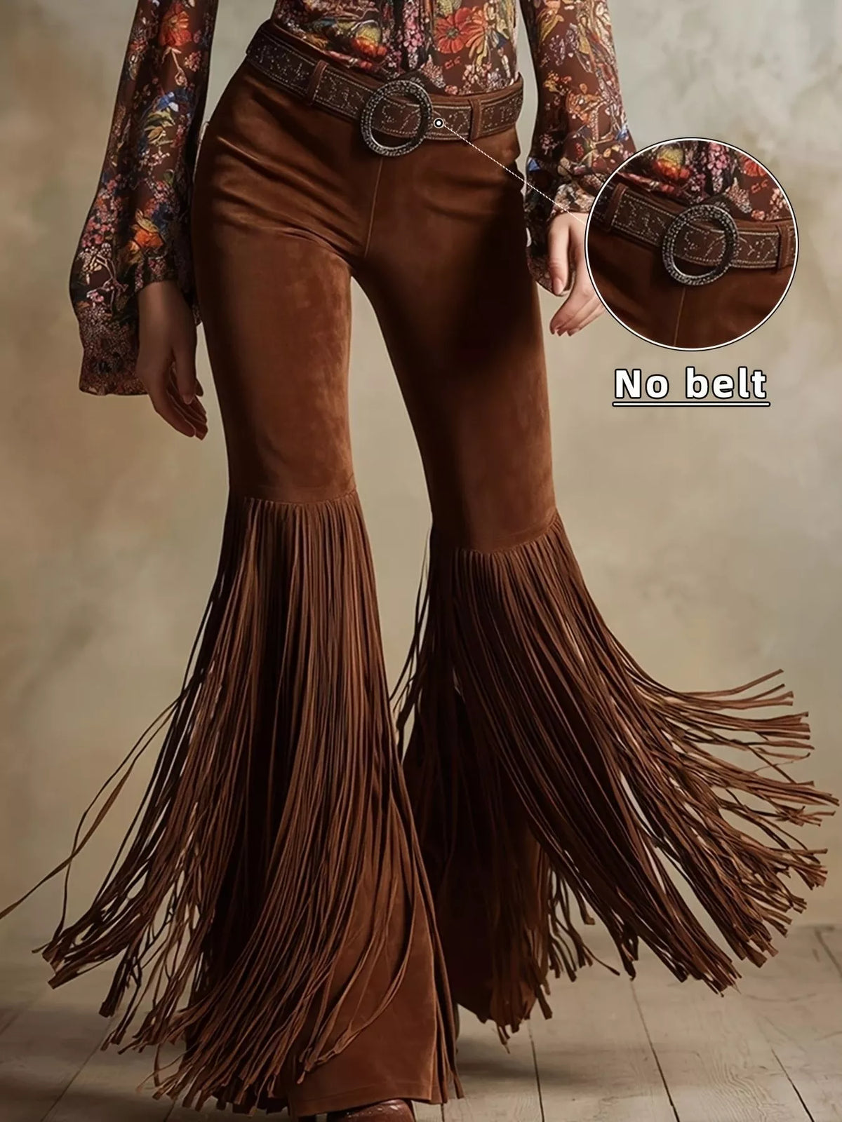 Fringe Flare Pants Brown