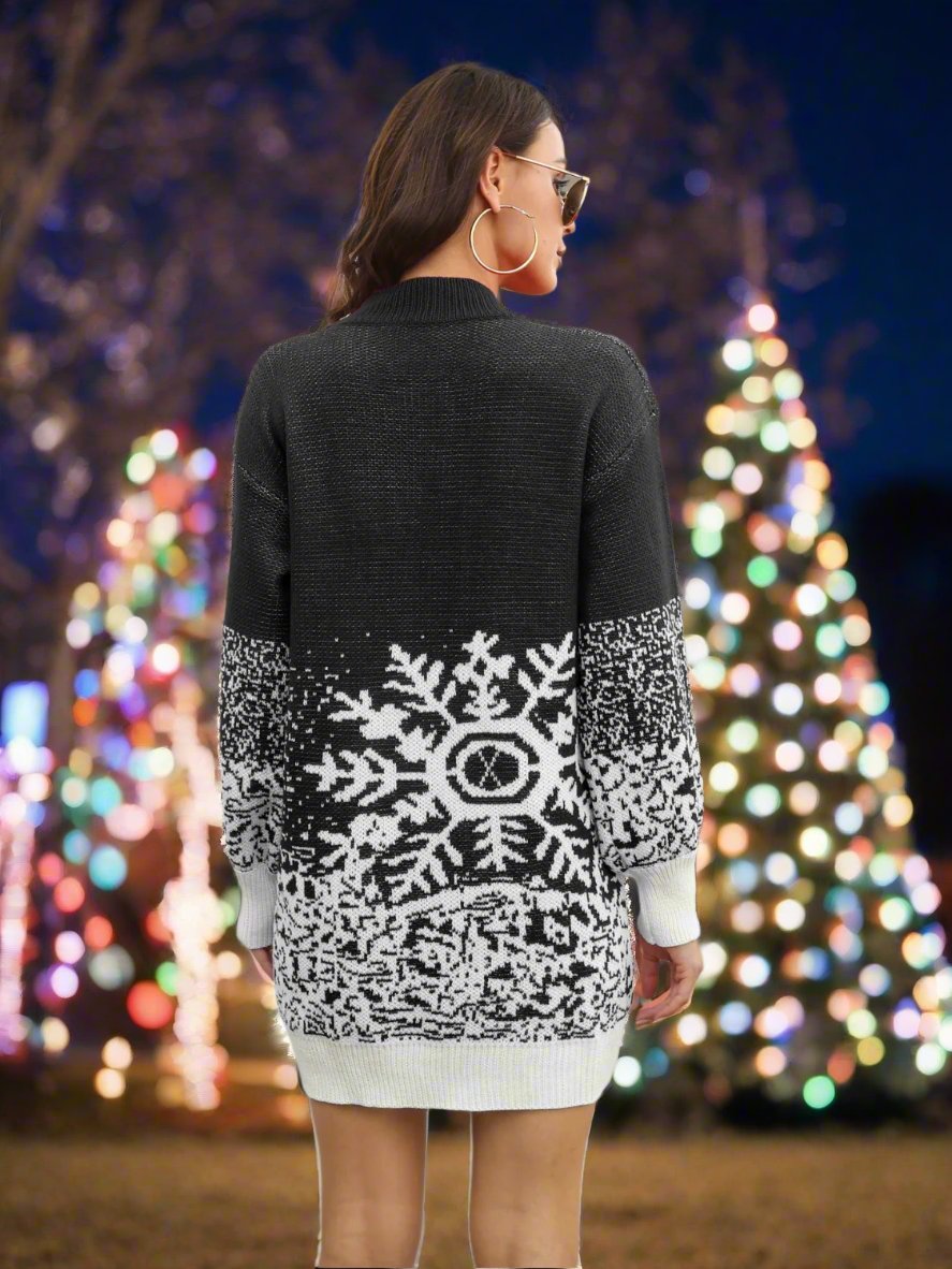 Snowflake Pattern Sweater Dress