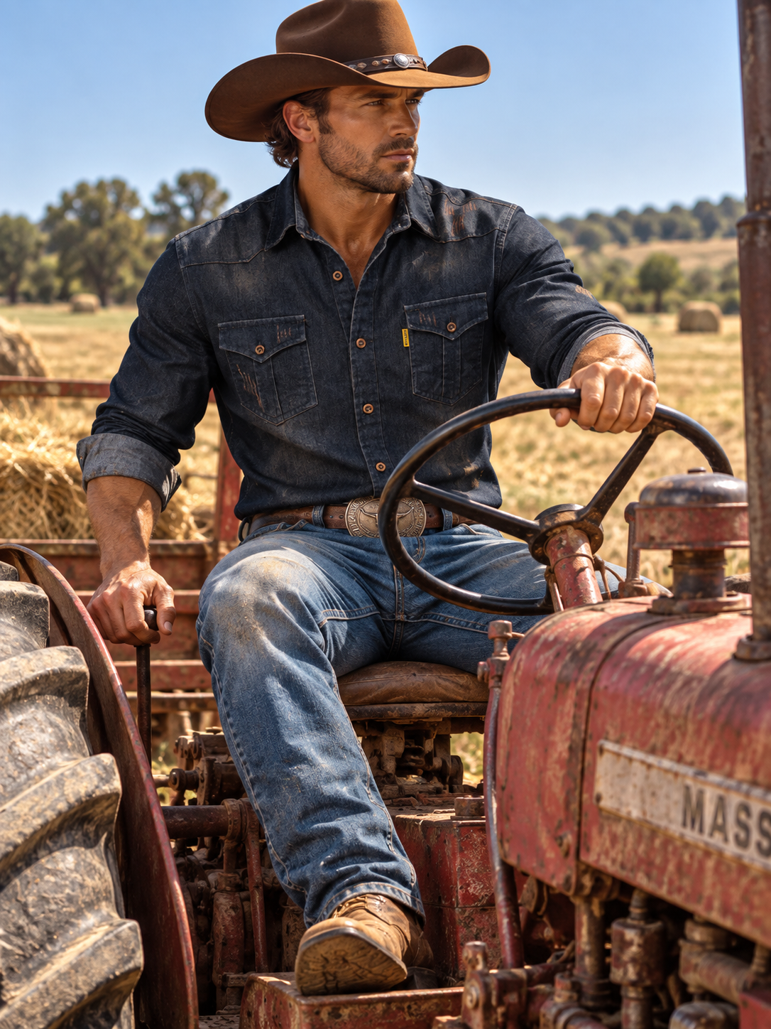 Button Up Denim Shirt with Chest Pocket in 4 Colors