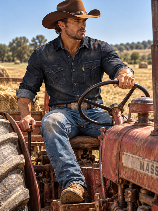Button Up Denim Shirt with Chest Pocket in 4 Colors