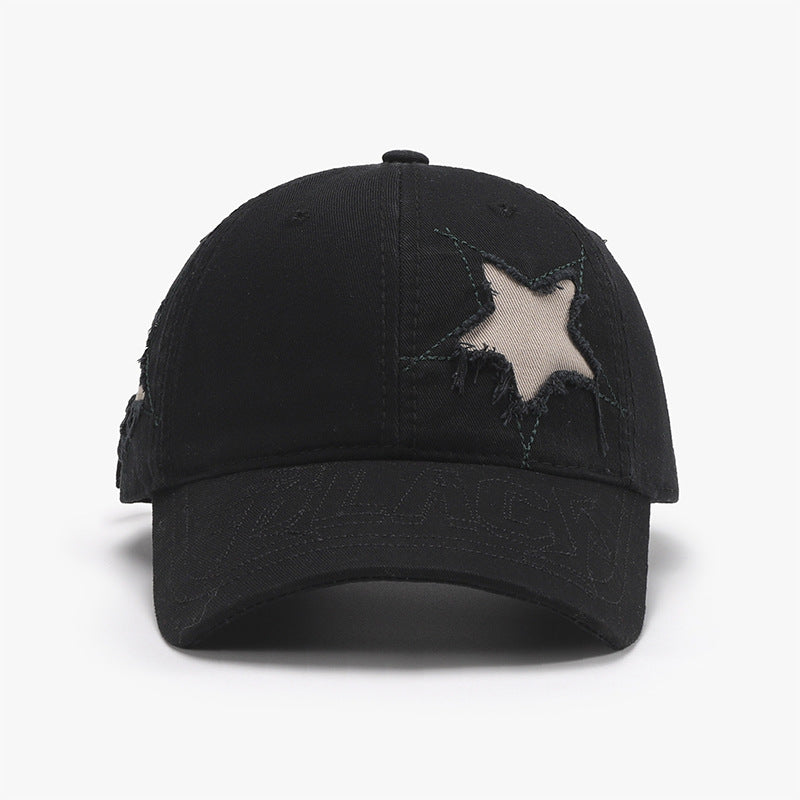 Adjustable Star Raw Hem Cap in 8 Color Choices Black One Size