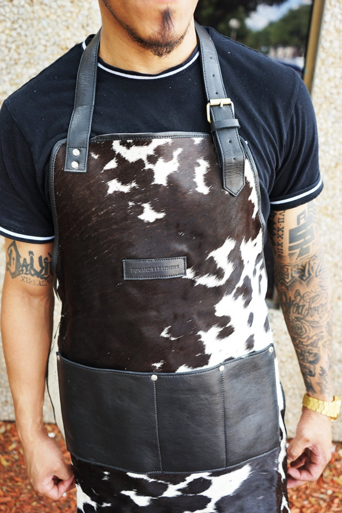 Cowhide Grill Apron in Black or Brown