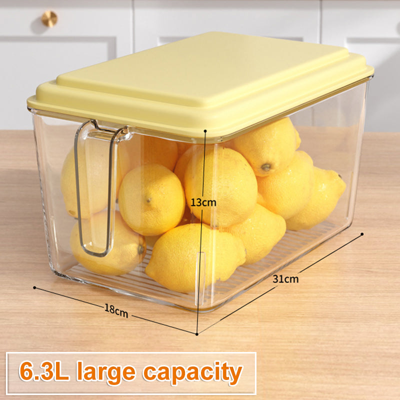 Kitchen Refrigerator Food And Vegetable Preservation Large Capacity Storage Box Straw 6.3L