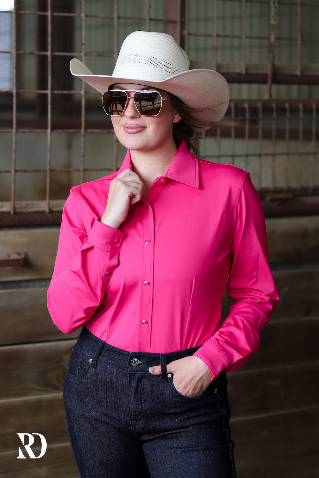 Hot Pink Rodeo Performance Shirt by Fallon Taylor's Ranch Dress'n in Size XS, S, M, L, XL, 2XL, 3XL