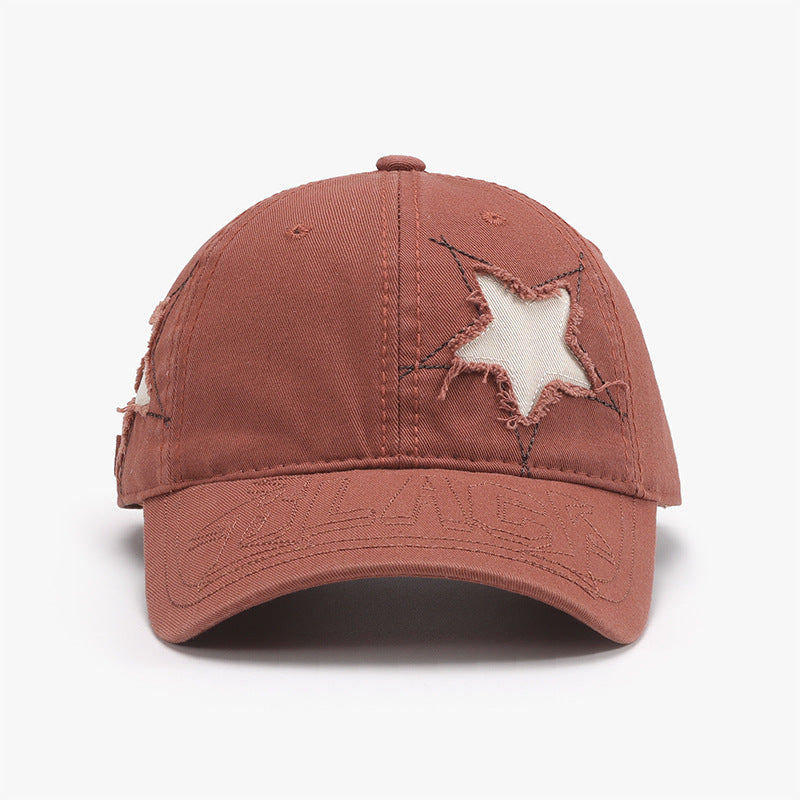 Adjustable Star Raw Hem Cap in 8 Color Choices Brick Red One Size