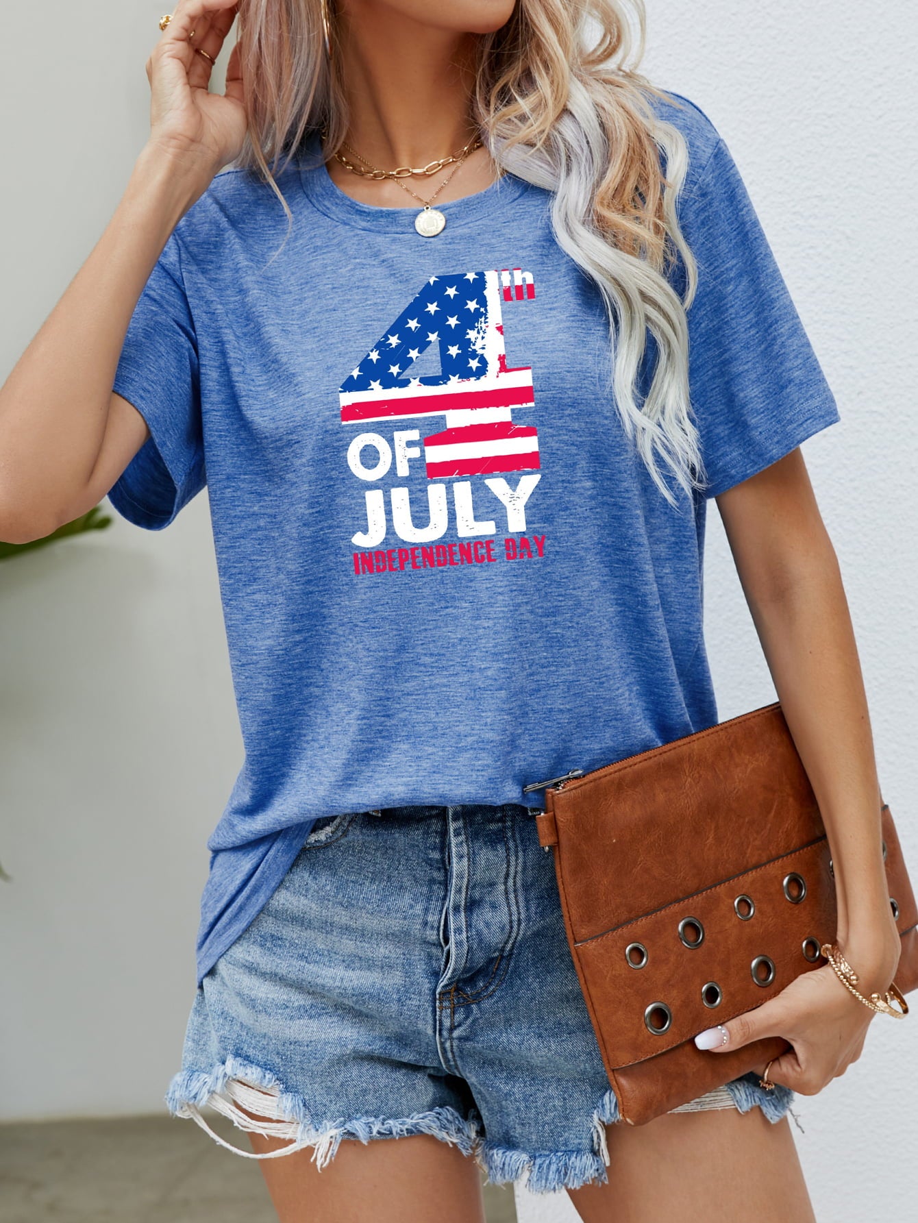 4th OF JULY INDEPENDENCE DAY Graphic Tee Cobalt Blue