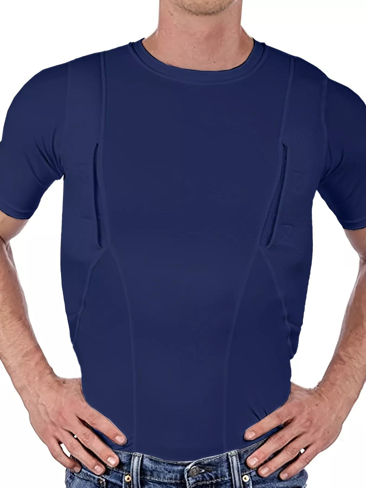 Men's Full Size Short Sleeve Active T-Shirt Plus Size Navy Blue