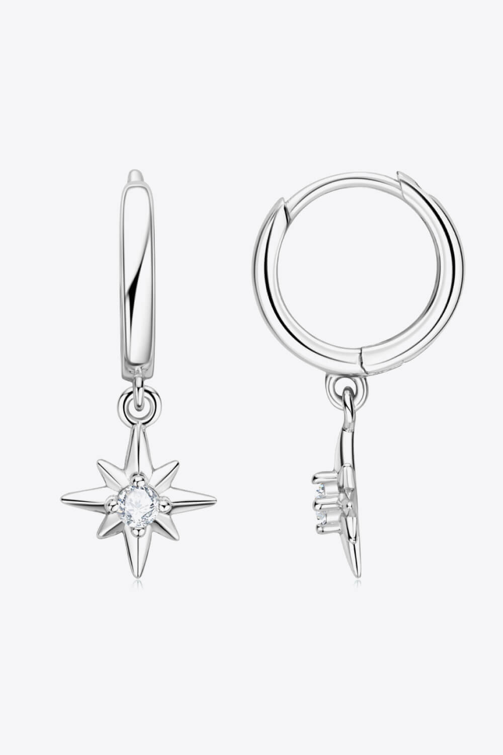 Moissanite Star Drop Earrings in Silver or Gold Silver One Size