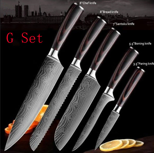 Chef Knives Kitchen Knives Cleaver and Slicing Knives G Set