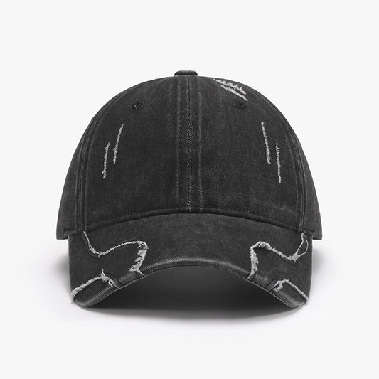 Raw Hem Adjustable Cap Black One Size