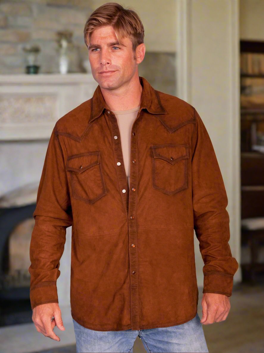 Mens Western Suede Shirt by Scully