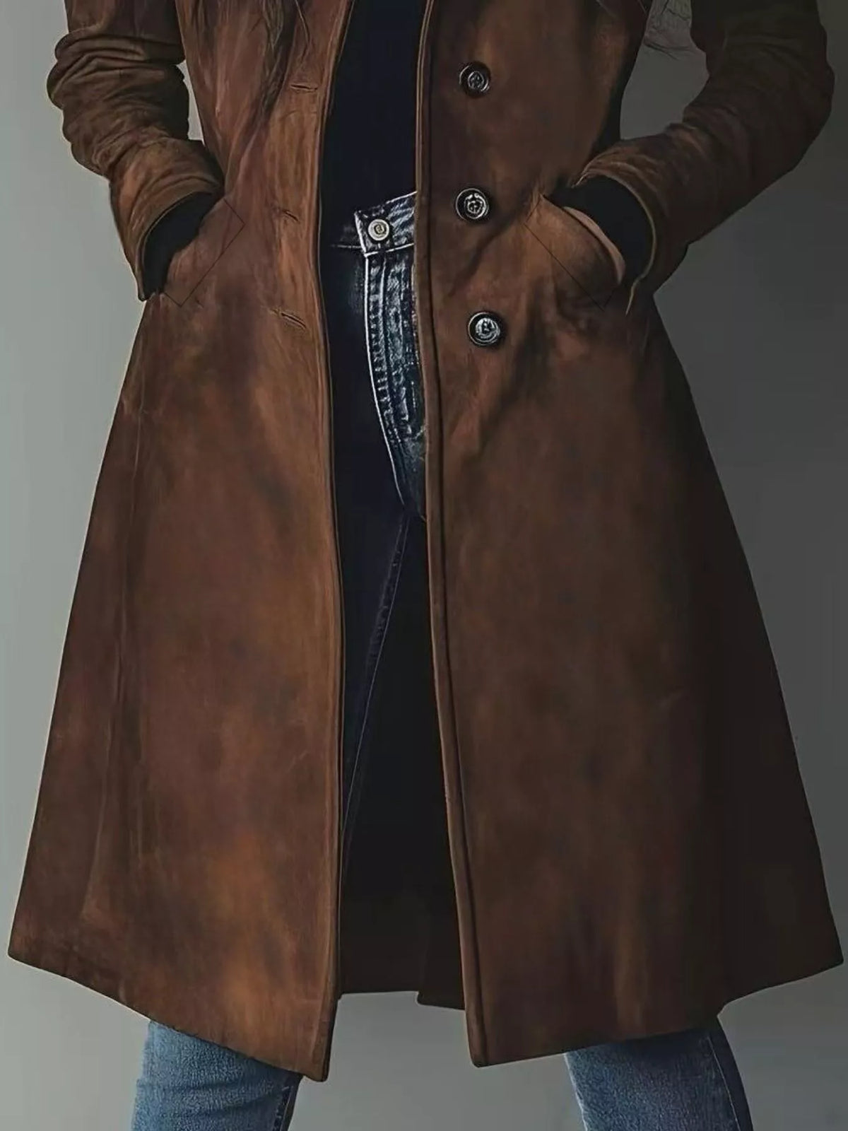 Button Up Long Sleeve Trench Coat