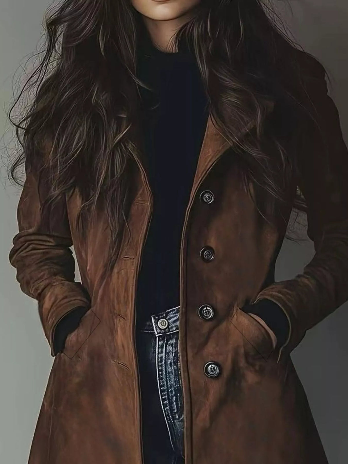 Button Up Long Sleeve Trench Coat