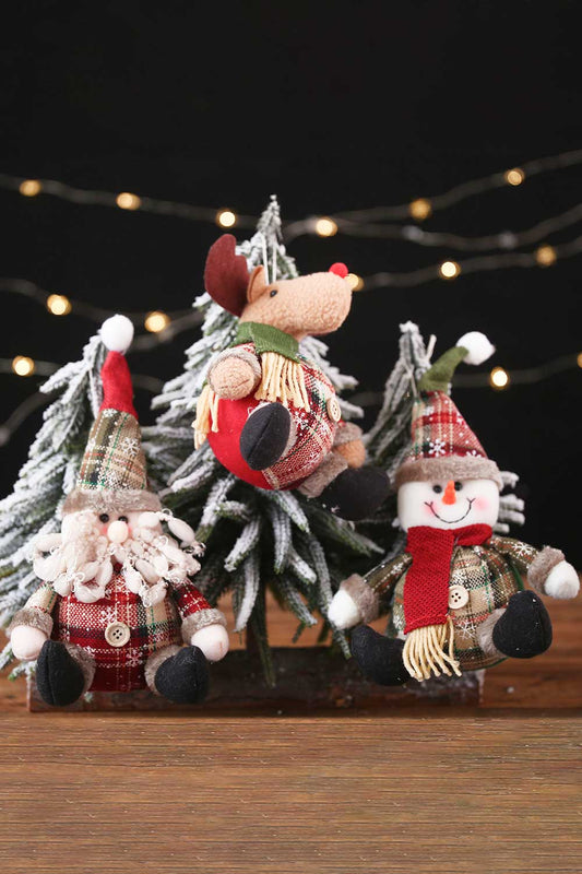 3 Pack Plush Christmas Figure Ornaments