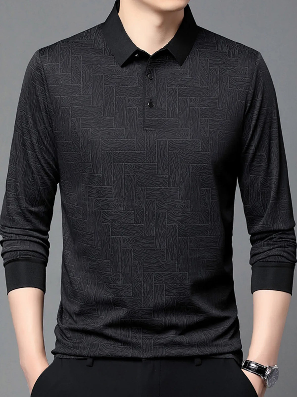 Long Sleeve Polo Black