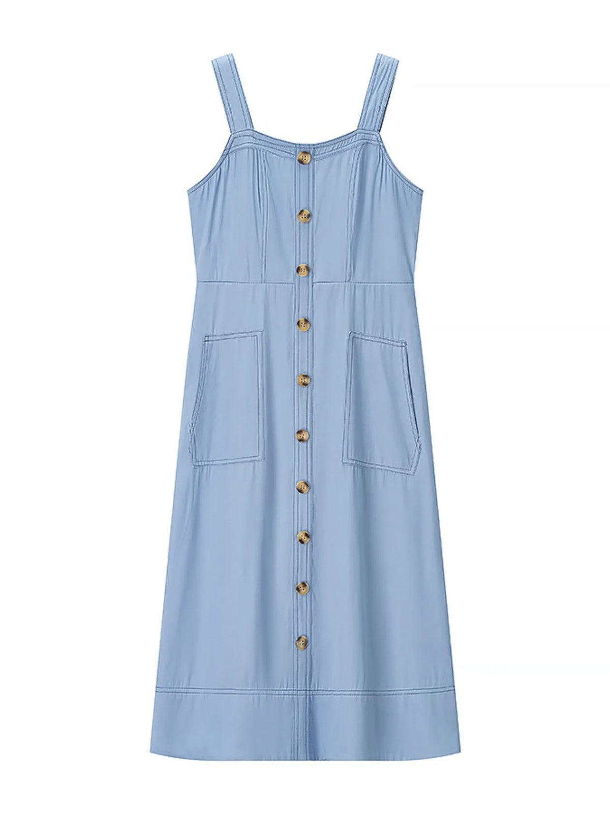 Wide Strap Sweetheart Neck Denim Dress