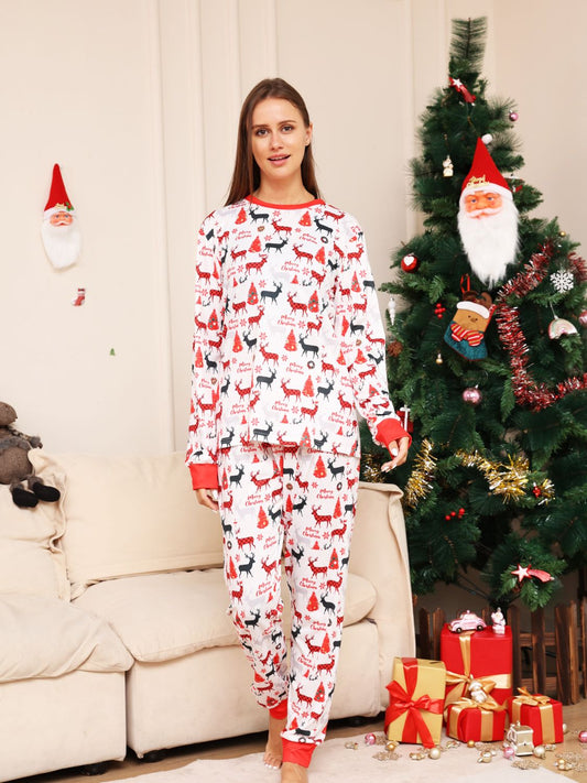 Reindeer Print Pajamas Set Red