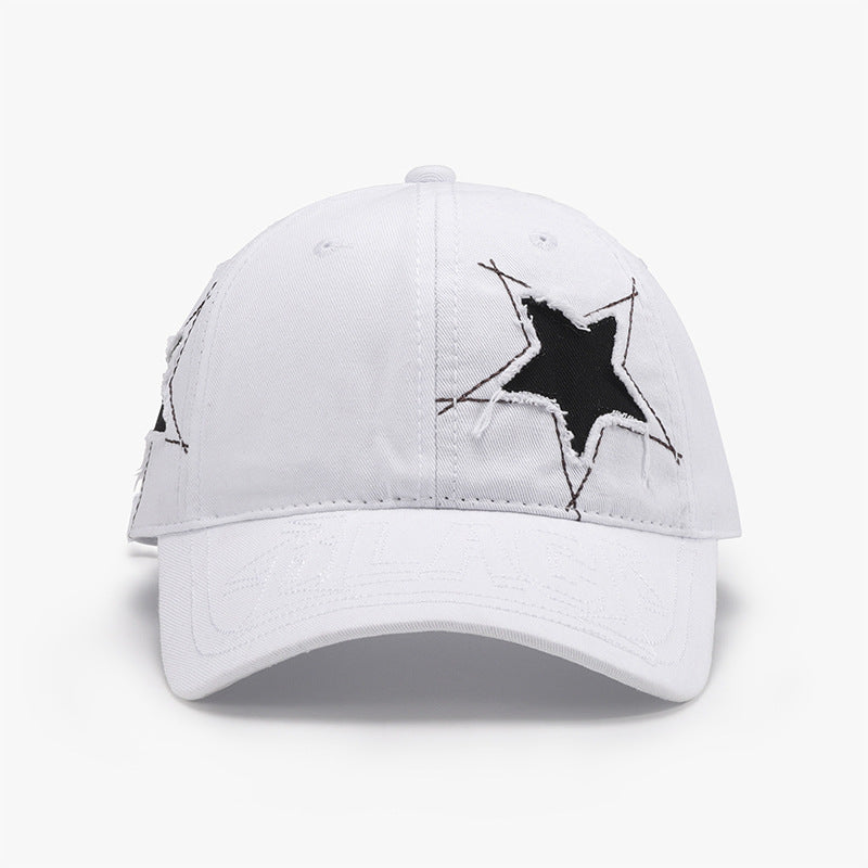 Adjustable Star Raw Hem Cap in 8 Color Choices White One Size