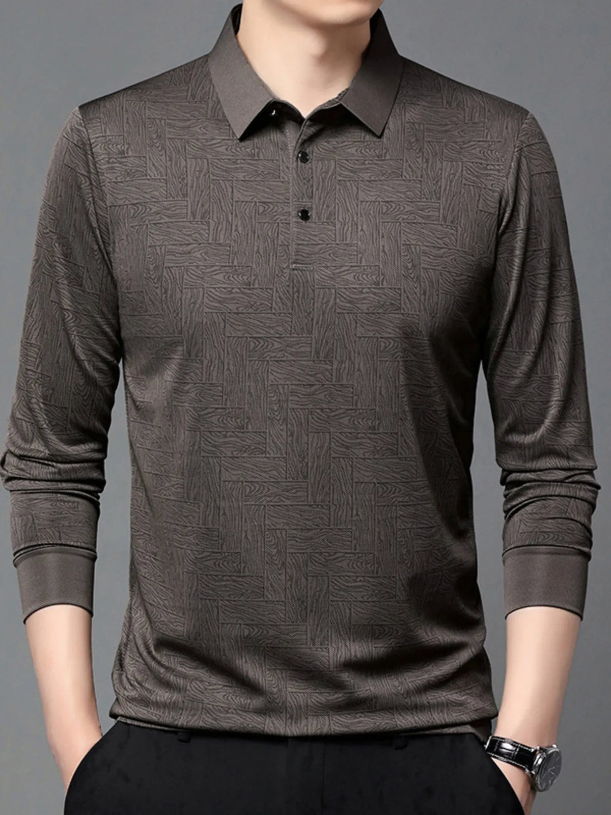 Long Sleeve Polo Brown