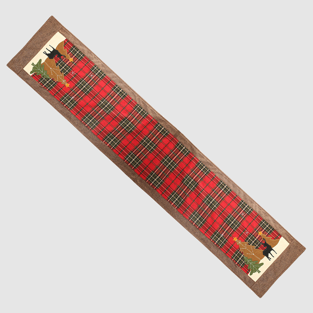 Plaid Christmas Element Table Runner Deep Red One Size