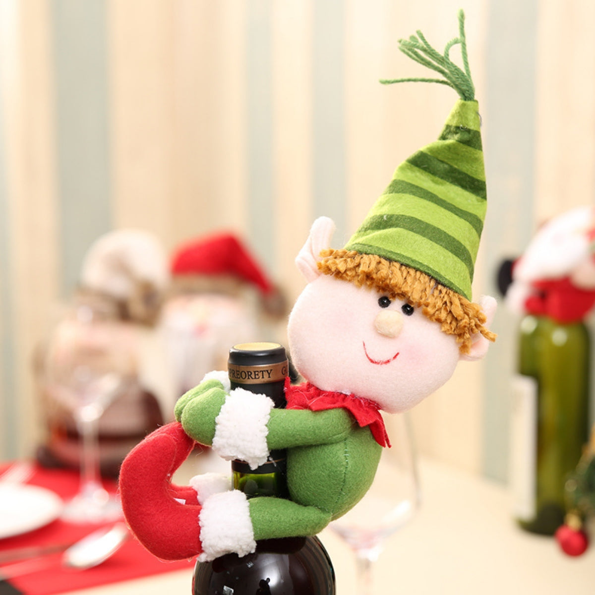 Christmas Doll Wine Bottle Decoration Style C One Size