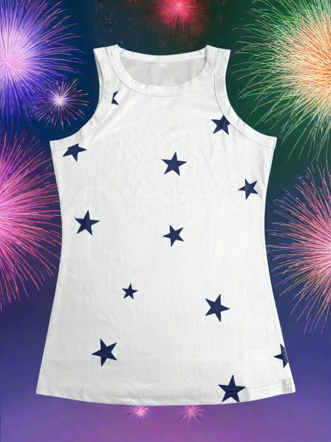 Stars Round Neck Tank Top in Size S, M, L, XL, 2XL, 3XL, 4XL, 5XL