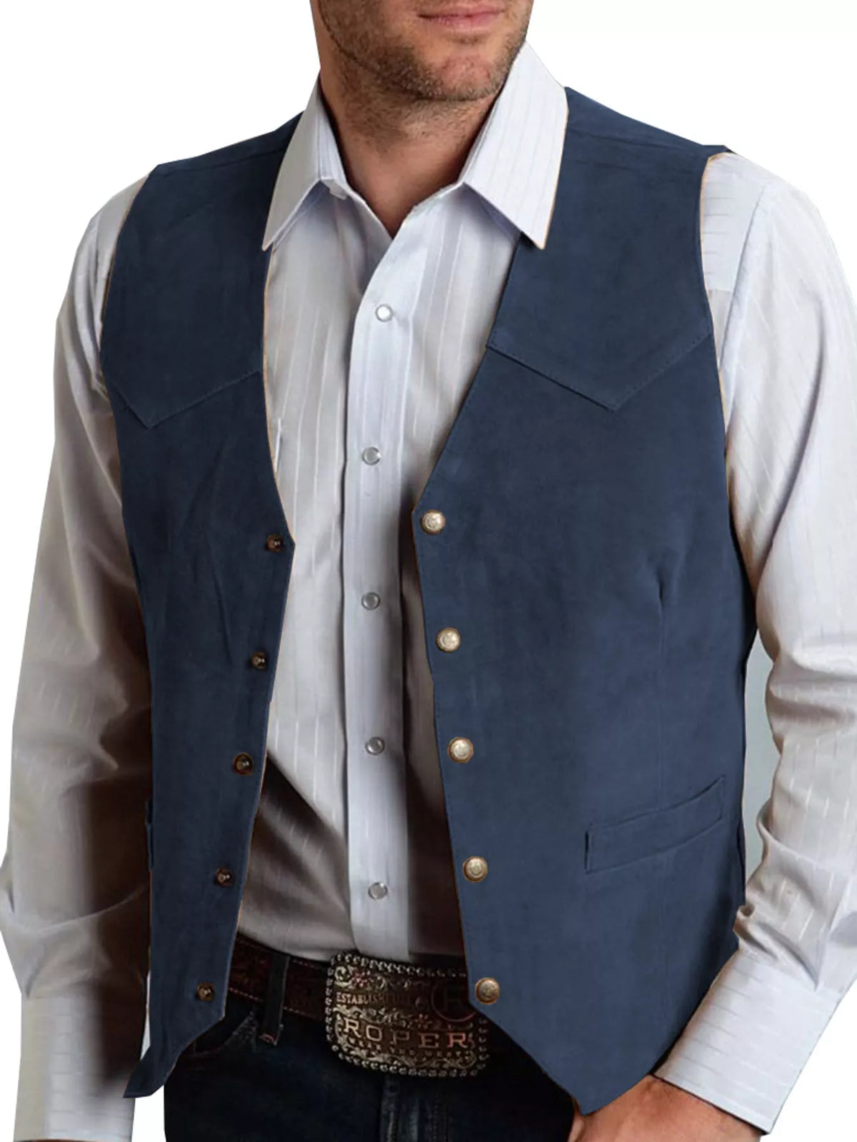 Men's Full Size Snap Down Vest Plus Size Navy