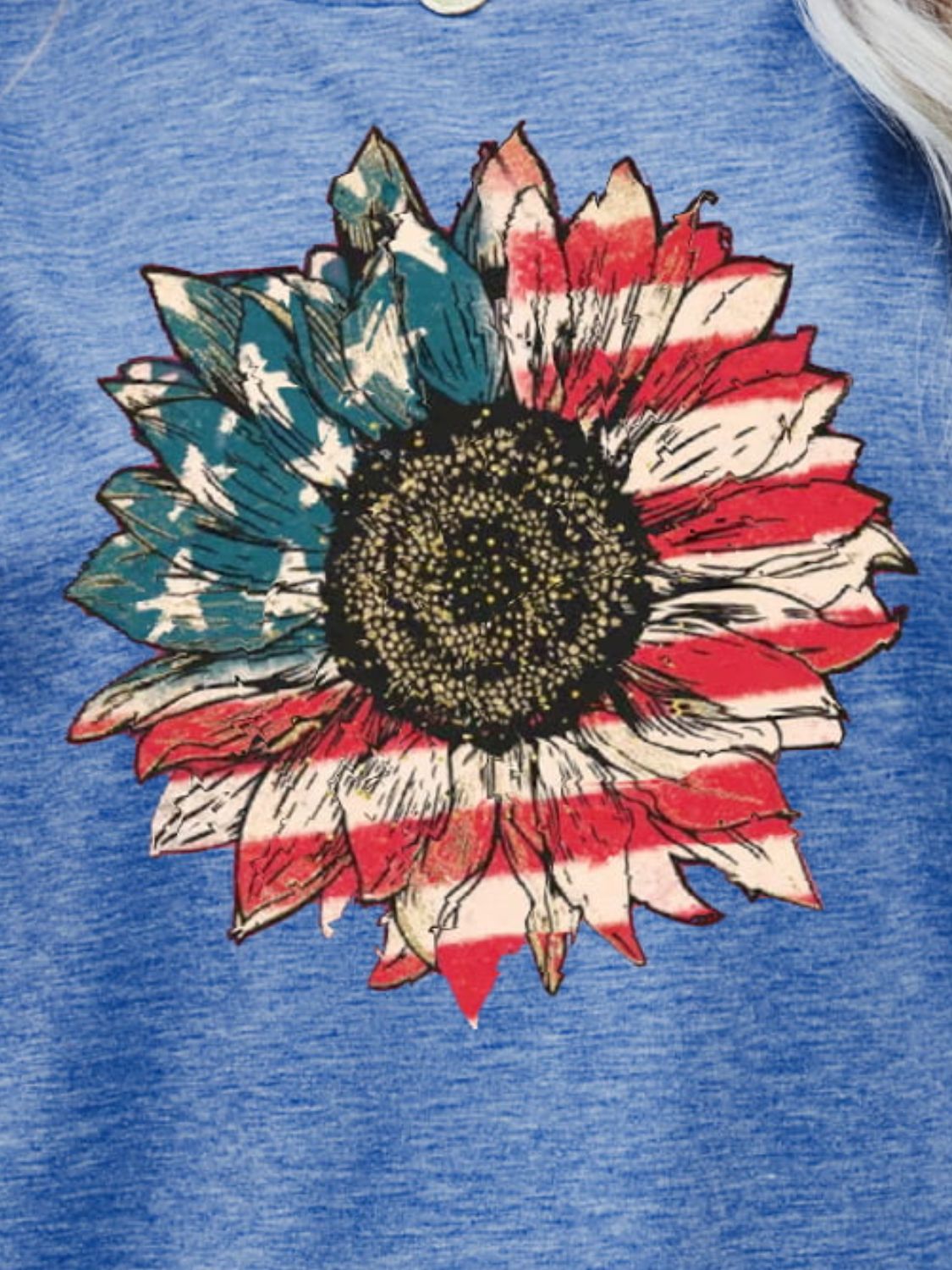 US Flag Flower Graphic Tee in Size S, M, L, XL