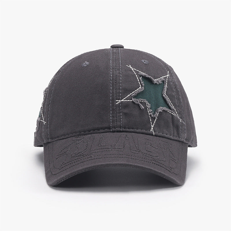 Adjustable Star Raw Hem Cap in 8 Color Choices Charcoal One Size