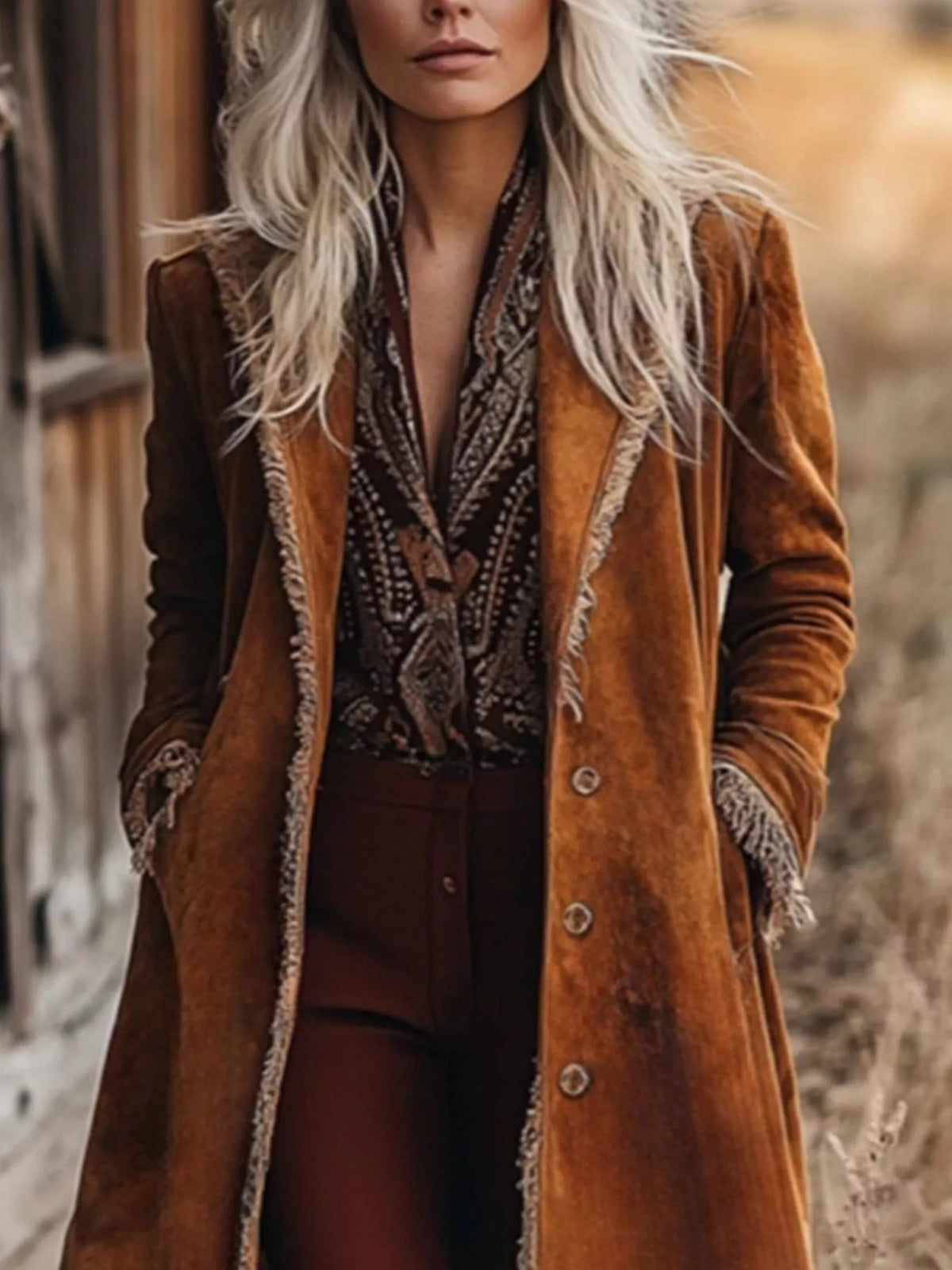 Fringe Trim Longline Coat