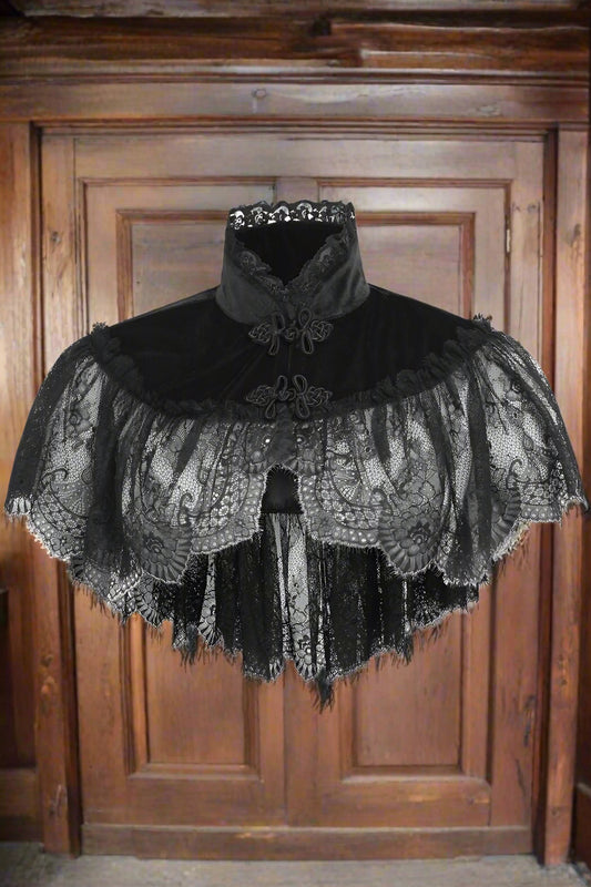 Black Velvet and Lace Capelet