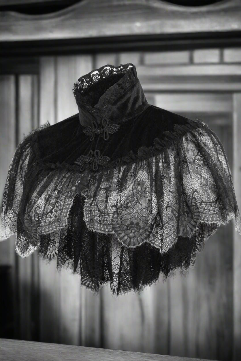 Black Velvet and Lace Capelet