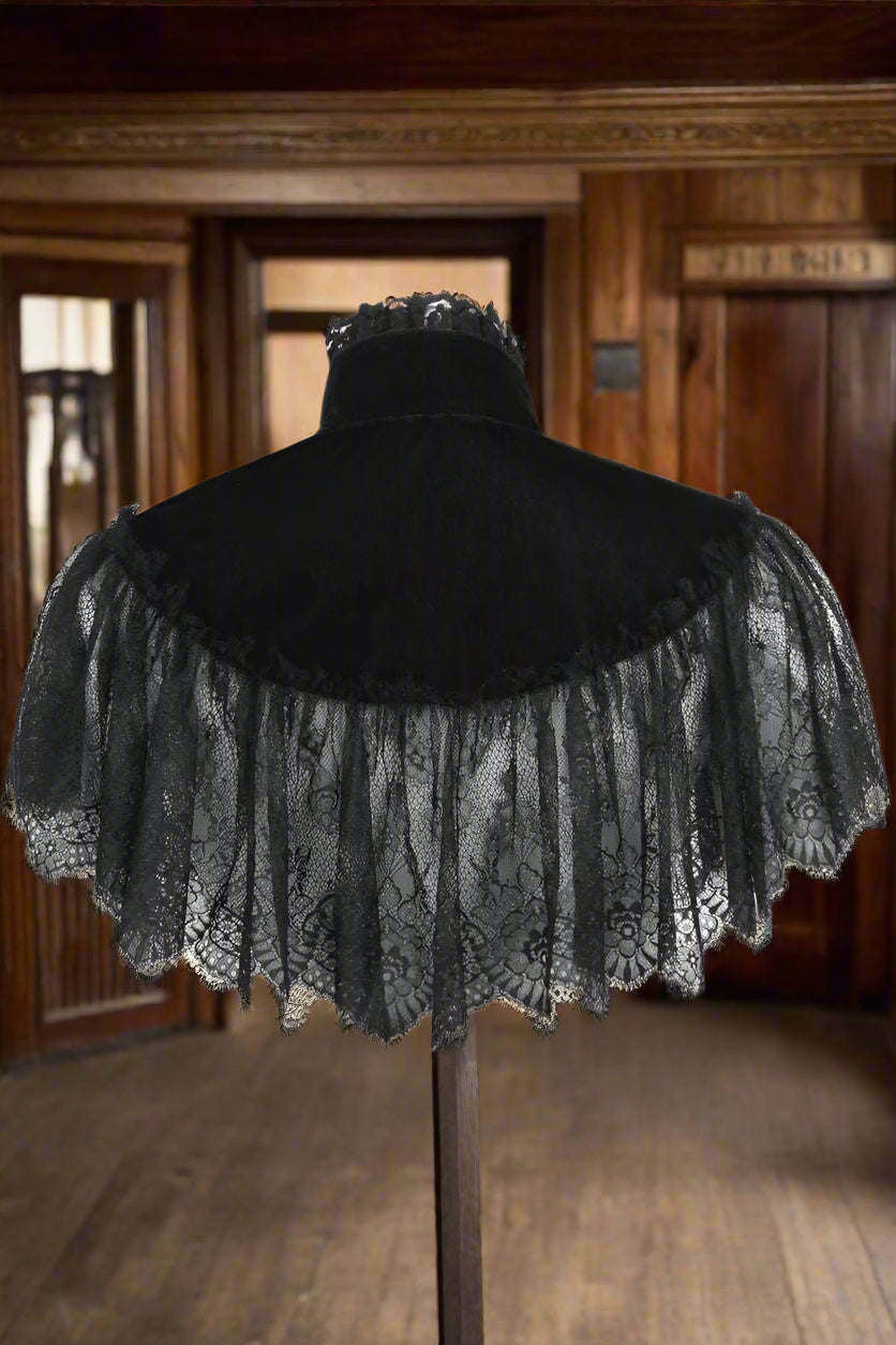 Black Velvet and Lace Capelet