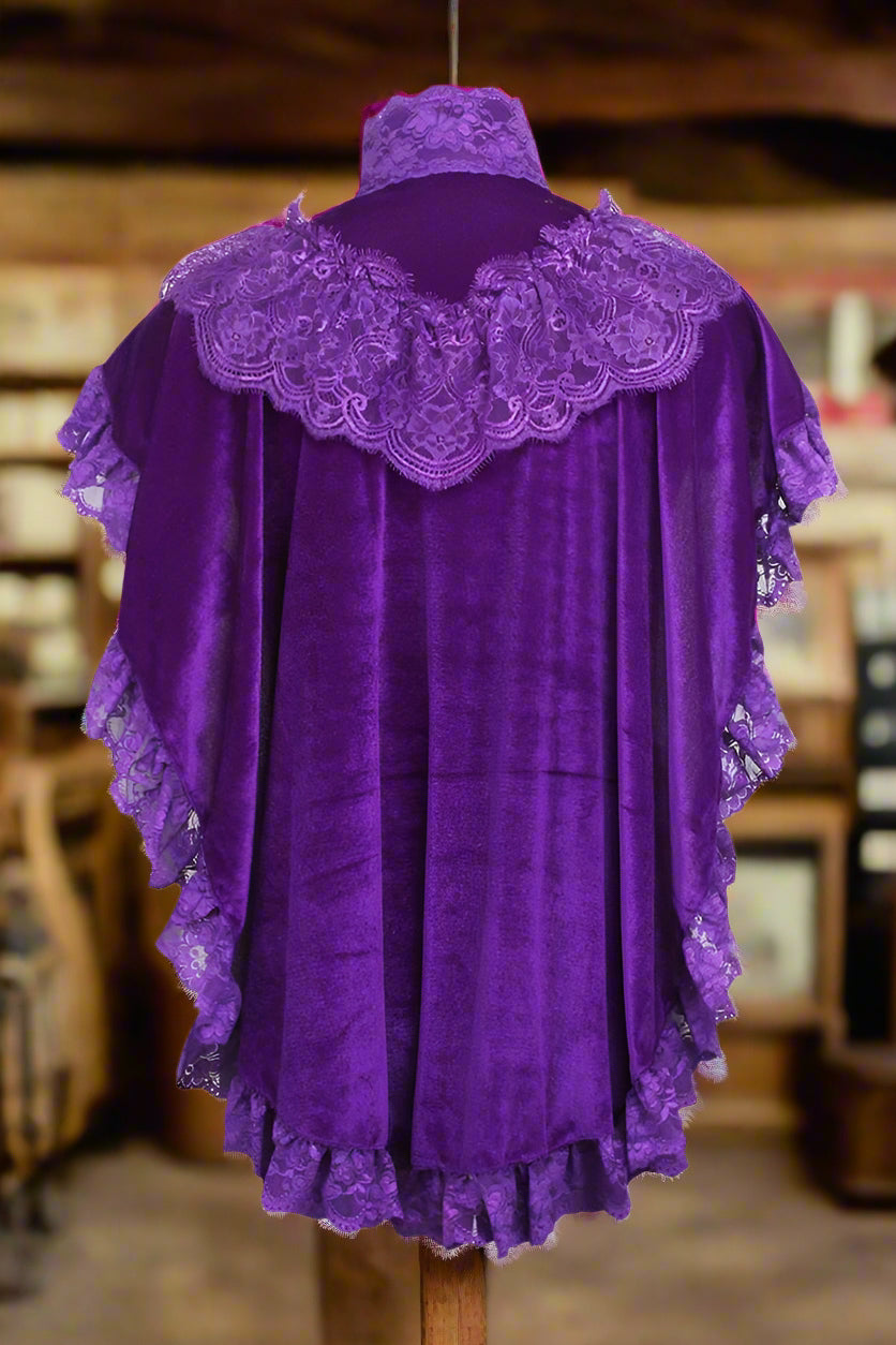 Dark Purple Velvet and Lace Capelet