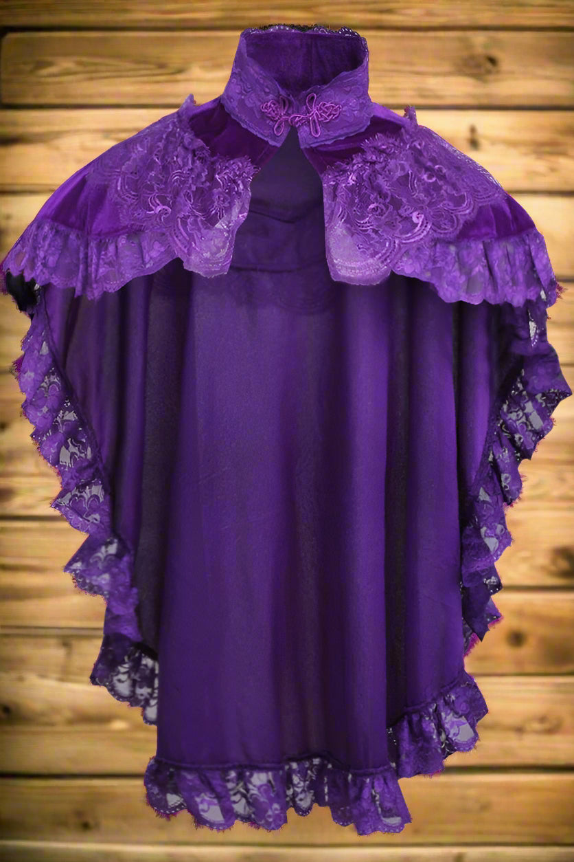 Dark Purple Velvet and Lace Capelet