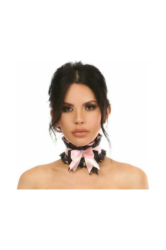 Kitten Collection Light Pink/Black Lace Choker by Daisy Corsets in Size Regular or Queen