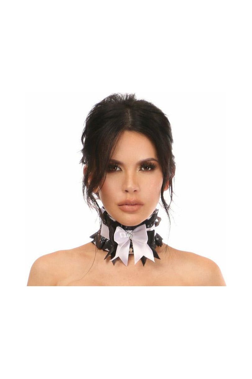 Kitten Collection White/Black Lace Choker by Daisy Corsets in Size Regular or Queen